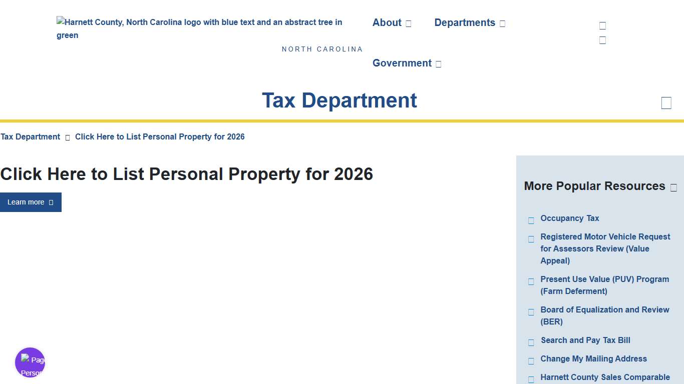 Click Here to List Personal Property for 2026